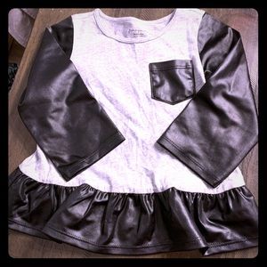 Leather like trendy long sleeve shirt. 24 months